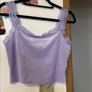 Lavender and lace velvet crop top from Forever 21